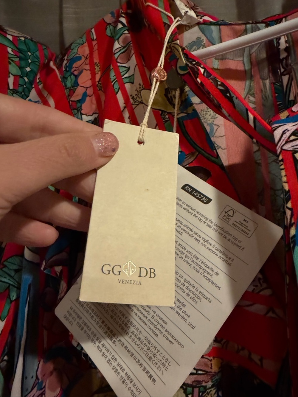 NWT Golden Goose Red Floral Stripe Ruffle Dress Size Extra Small - Picture 5 of 14